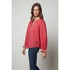 Regular Fit V-Neck Bishop Sleeve Blouse