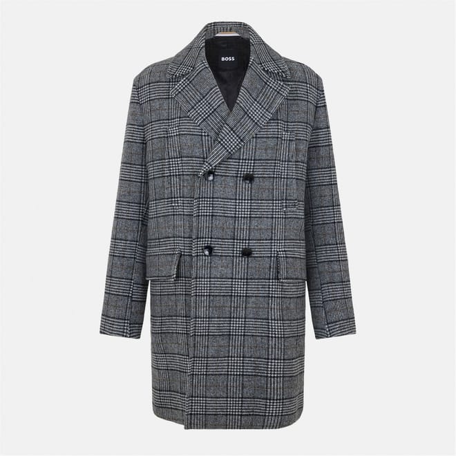 Plaid Patterned Lapel Collared Over Coat