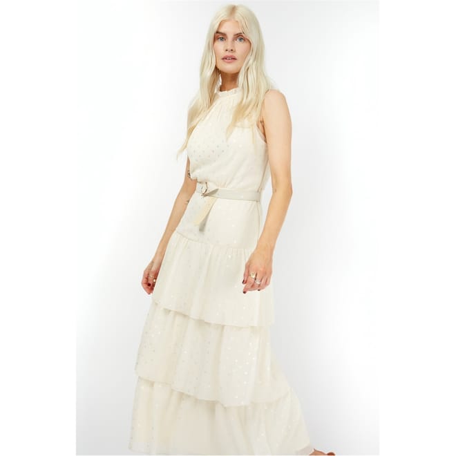 High Neck Maxi Tiered Dress