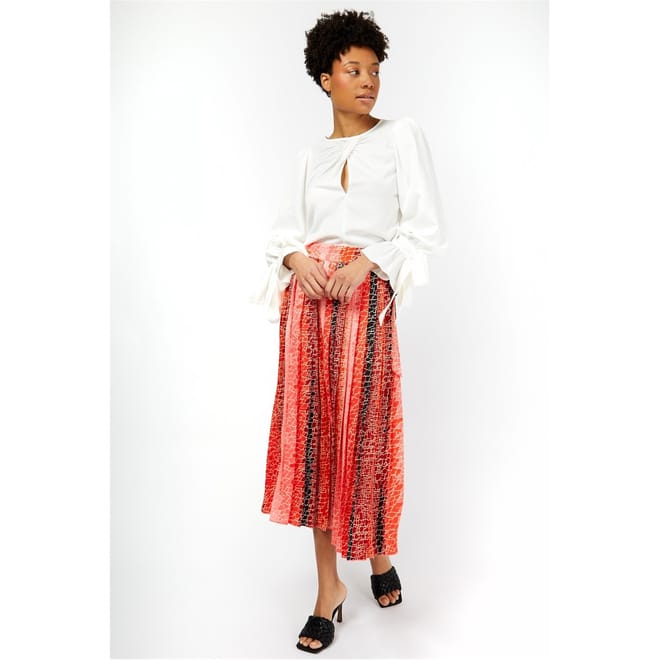 Midi Snake Skin Textured Patterned A Line Skirt