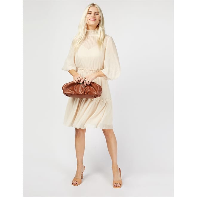 Mini High Neck Three Quarter Sleeve Dress