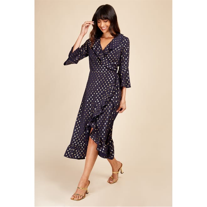 Maxi V-Neck Three Quarter Sleeve Wrap Dress