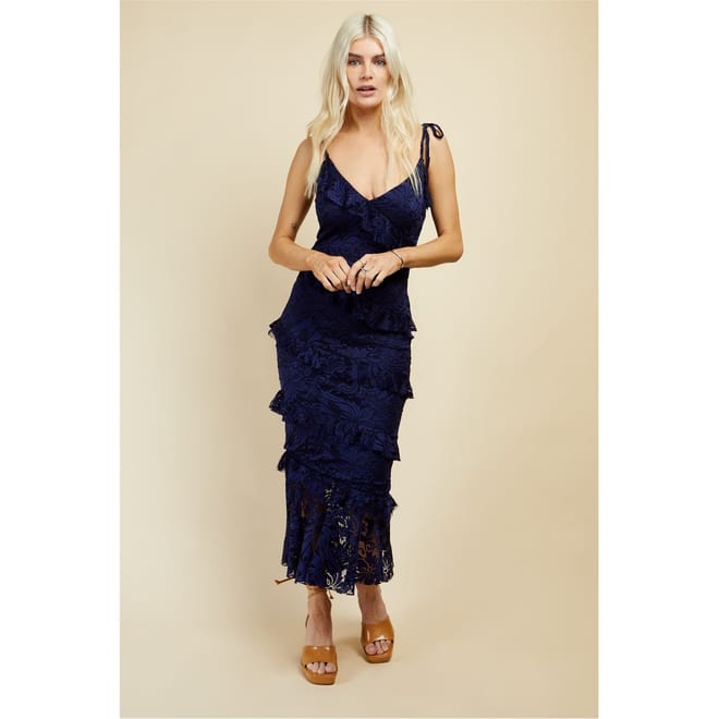 Maxi V-Neck Sleeveless Tiered Dress