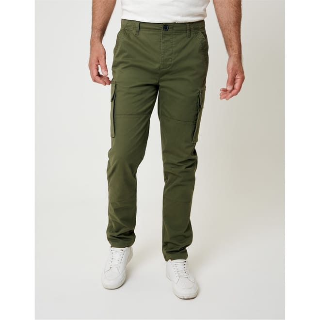 Solid Patterned Straight Cargo Pants