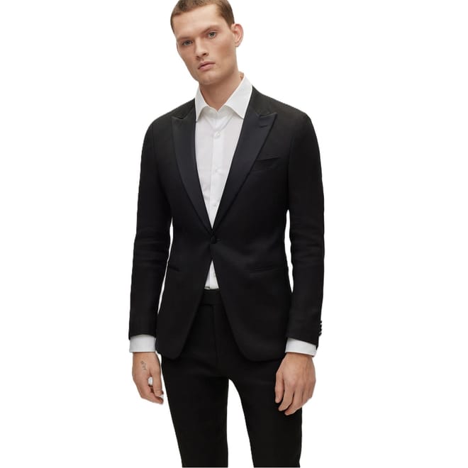 Solid Patterned Shawl Collared Suit Jacket