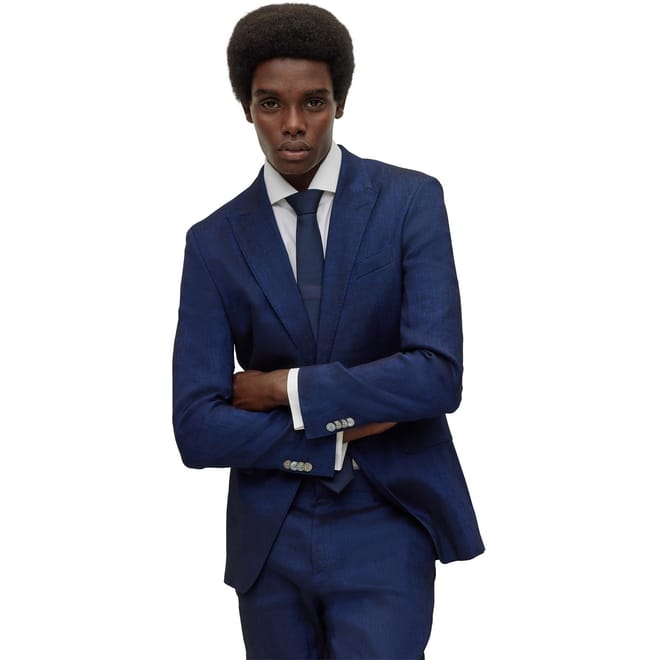 Solid Patterned Notch Collared Suit Jacket