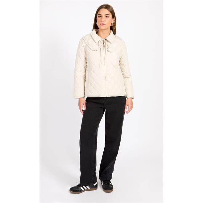 Shawl Collar Tie Neck Puffer Jacket