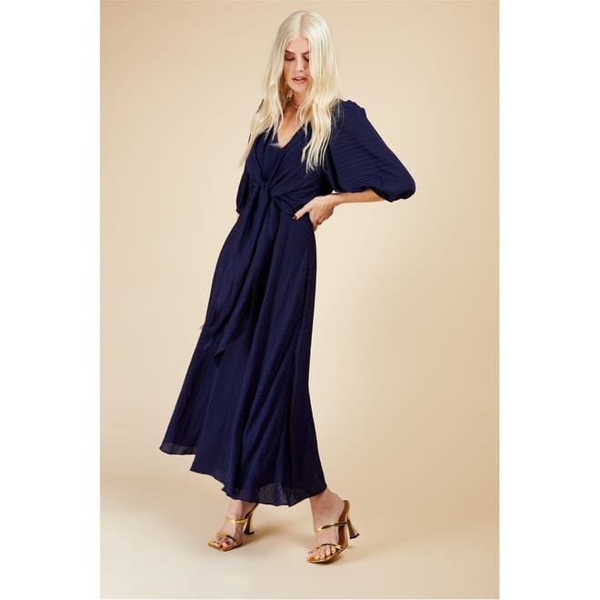 Maxi V-Neck Three Quarter Sleeve Wrap Dress
