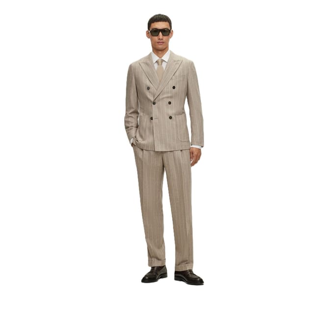 Heston Stripe Double Button Suit Jacket