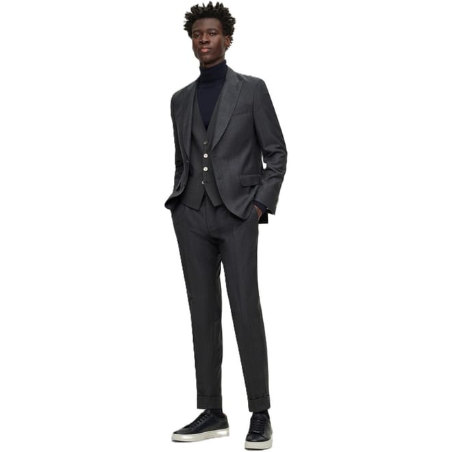 Solid Patterned Notch Collared Suit Jacket