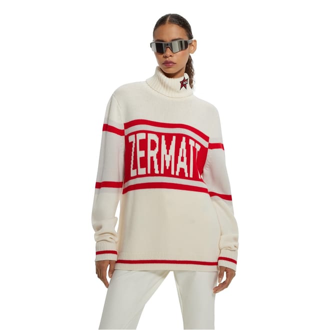 Embroidered Relaxed Fit Turtleneck Long Sleeve Sweater