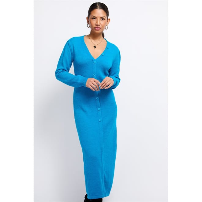 V-Neck Long Sleeve Maxi Sweater Dress