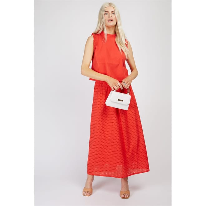 Cropped Ruffle Sleeve High Neck Tank