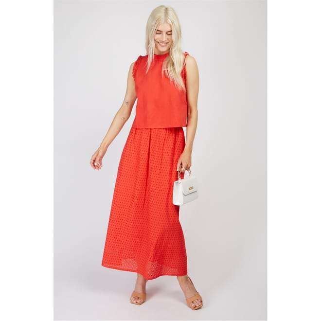 Midi Polka Dot A-Line Skirt