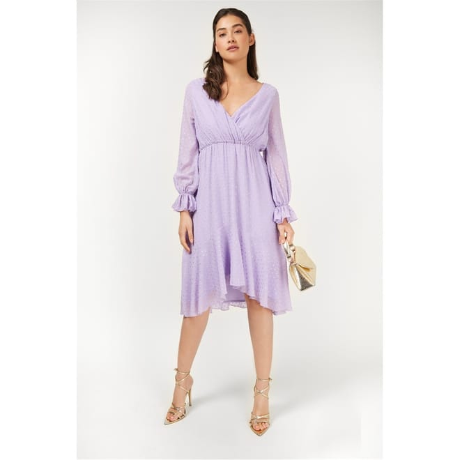 V-Neck Long Sleeve Maxi Wrap Dress