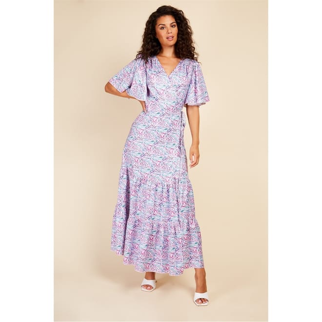 Maxi V-Neck Short Sleeve Wrap Dress