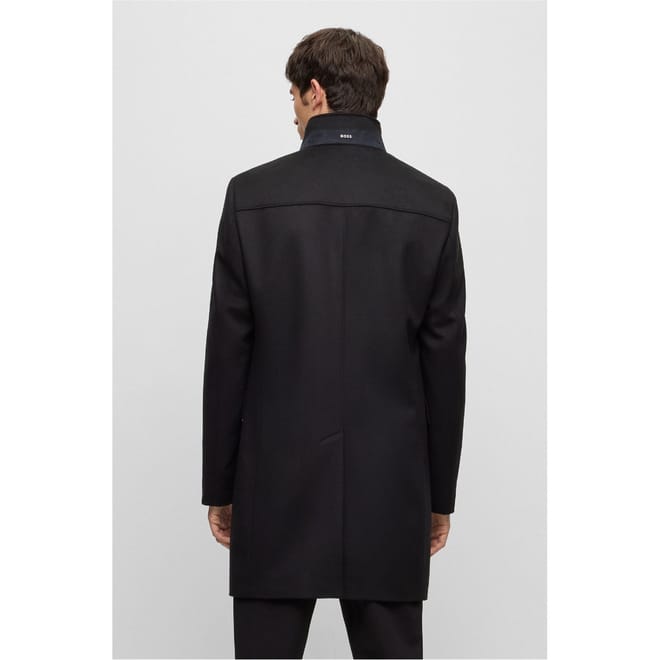 Jared Solid Patterned High Neck Over Coat