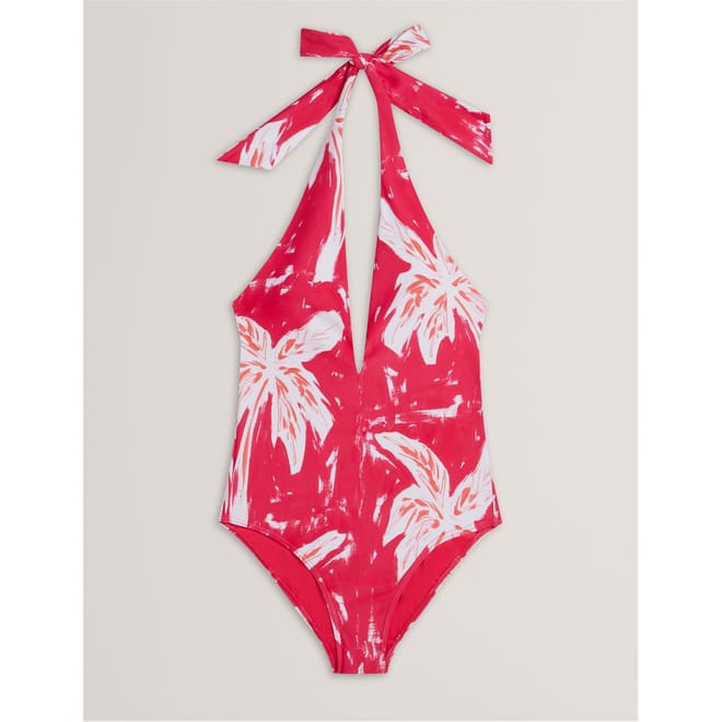 Floral Patterned Tie Swimsuit