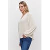 Regular Fit V-Neck Bishop Sleeve Blouse
