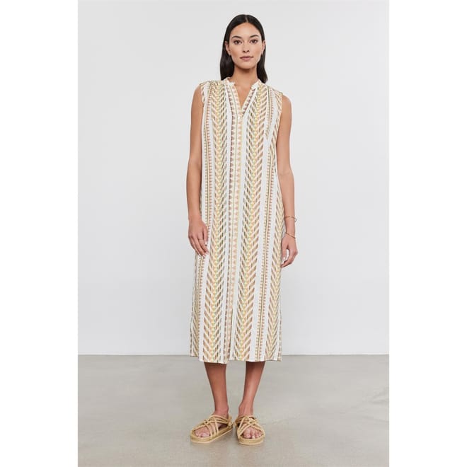 V-Neck Sleeveless Midi Shift Dress