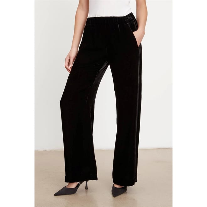 Silk Solid Patterned Wide Leg Trousers