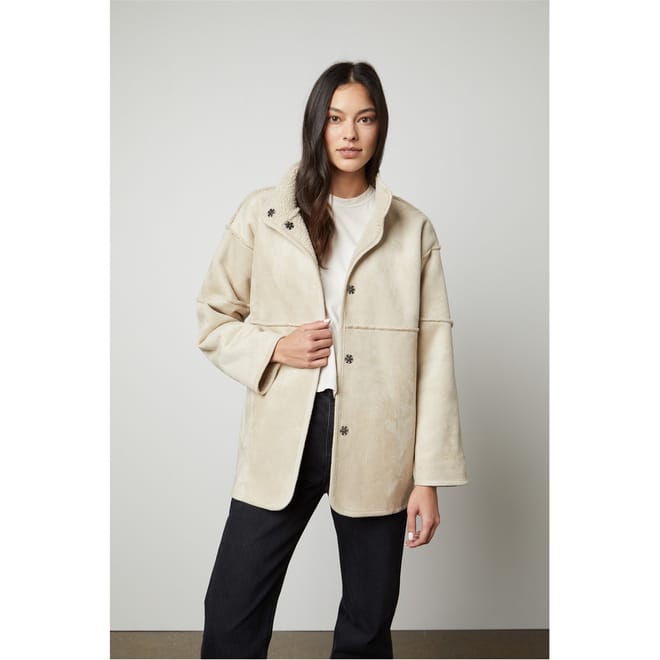 Solid Patterned Snap Button Parka Jacket