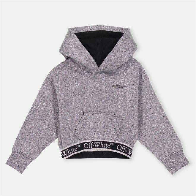 Logo Print Cropped Relaxed Fit Hoodie