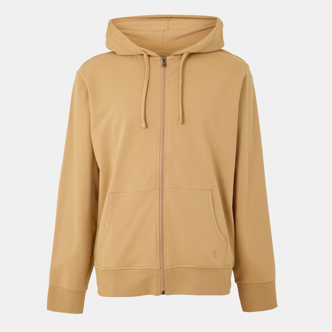 Solid Patterned Hooded Neck Ribbed Cuff Sweat Jacket