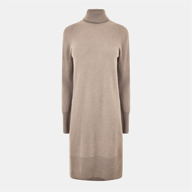 Cashmere Turtle Neck Midi Sweater Dress