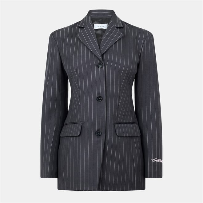 Stripe Patterned Lapel Collared Suit Jacket