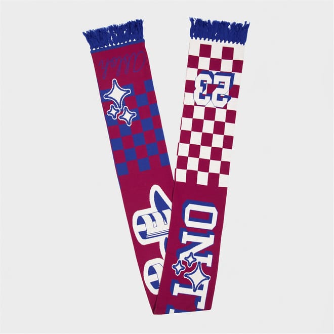 Lettering Checkerboard Oblong Scarf