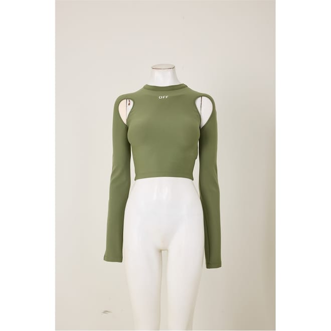 Cold Shoulder Mock Neck Cropped Top