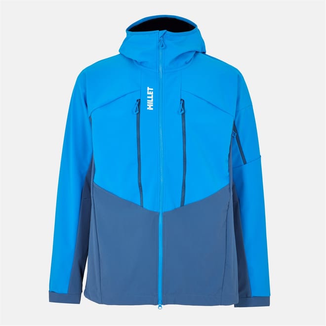Hooded Neck Color Block Softshell Jacket