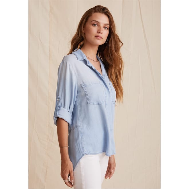Back Slit Relaxed Fit Long Sleeve Shirt