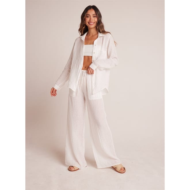 Textured Wide Leg Beach Palazzo Pants