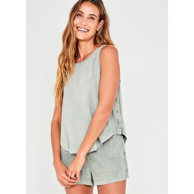 Frayed Scoop Neck Relaxed Fit Cami Top