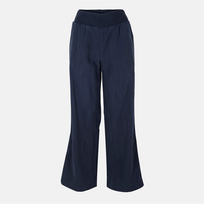 Smock Waist Wide Leg Solid Patterned Trousers