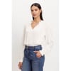 Lace Detail V-Neck Bishop Sleeve Blouse