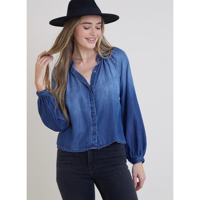 Flowy Relaxed Fit Bishop Sleeve Shirt
