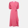 V-Neck Three Quarter Sleeve Midi Wrap Dress