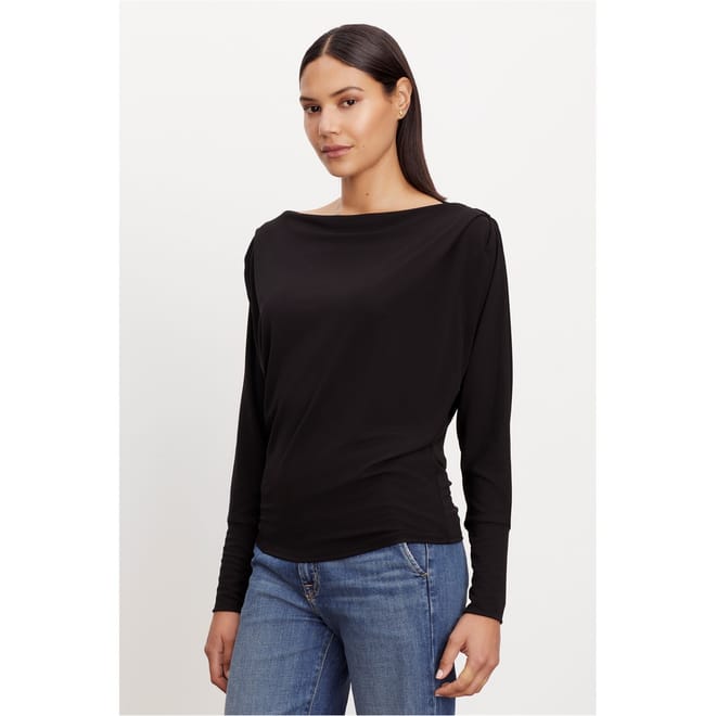 Regular Fit Boat Neck Long Sleeve T-Shirt