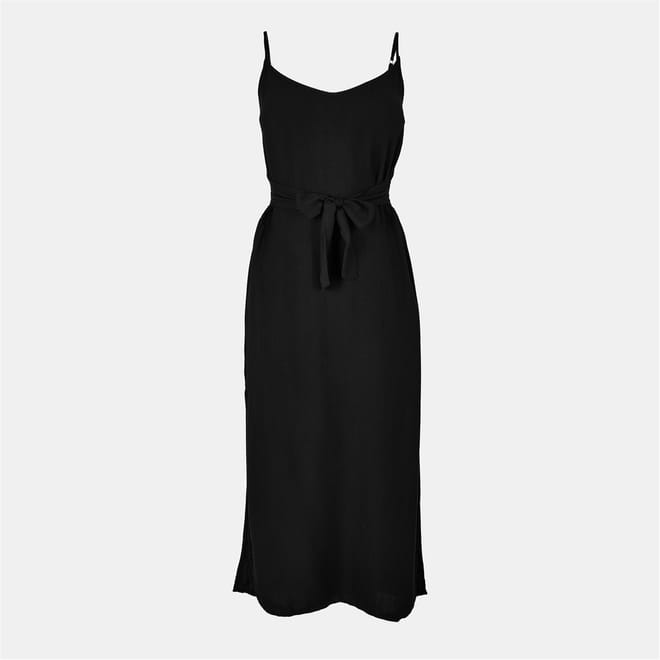 Smock V-Neck Midi Slip Dress