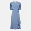 V-Neck Three Quarter Sleeve Midi Wrap Dress