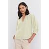 Regular Fit V-Neck Bishop Sleeve Blouse