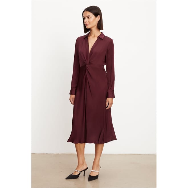 Collared Neck Midi Shift Dress