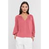 Regular Fit V-Neck Bishop Sleeve Blouse