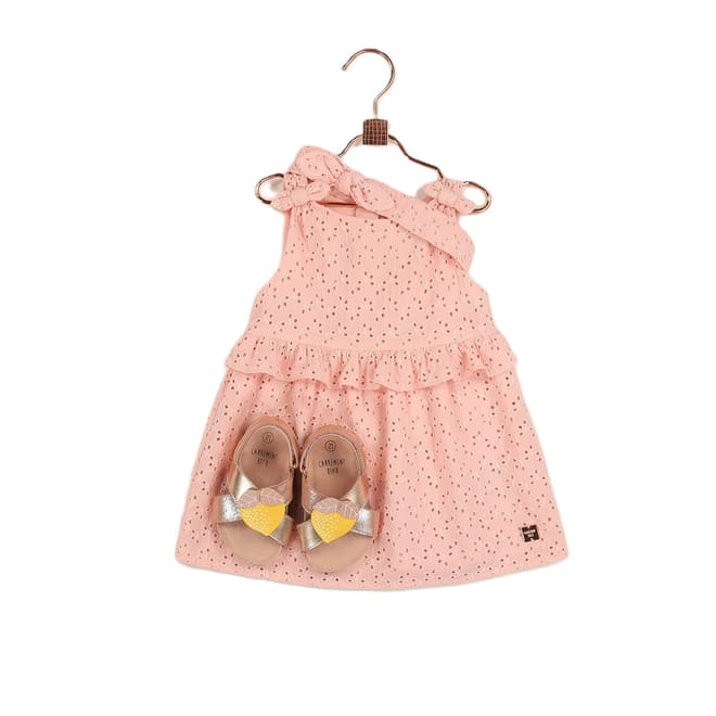Tie Neck Mini Babydoll Dress and headband and Sandals Set