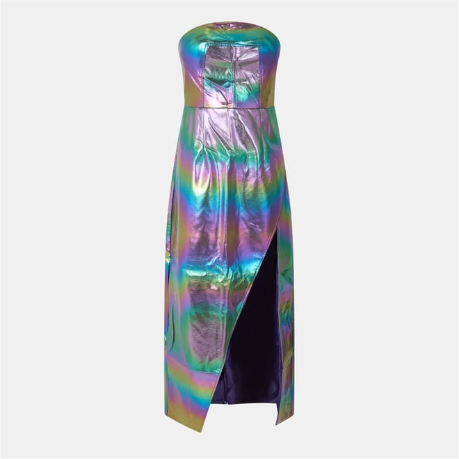 Metallic Iridescent Maxi Bandeau Dress