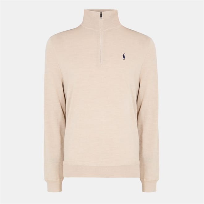 Regular Fit Ribbed Collar Zip Neck Sweater