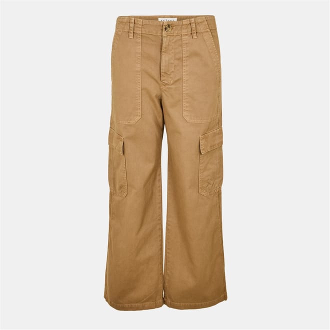 Solid Wide Leg Cargo Trousers